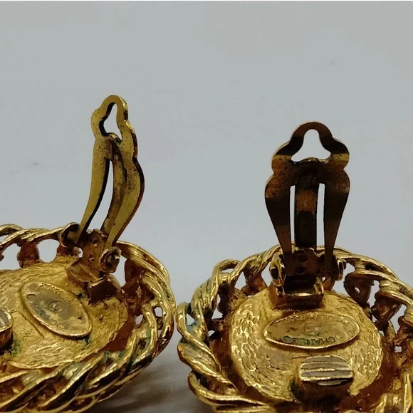 Sale‼️CHANEL Authentic Gold Plated Clip Ons Earrings-Preowned As Is Read - Picture 9 of 11